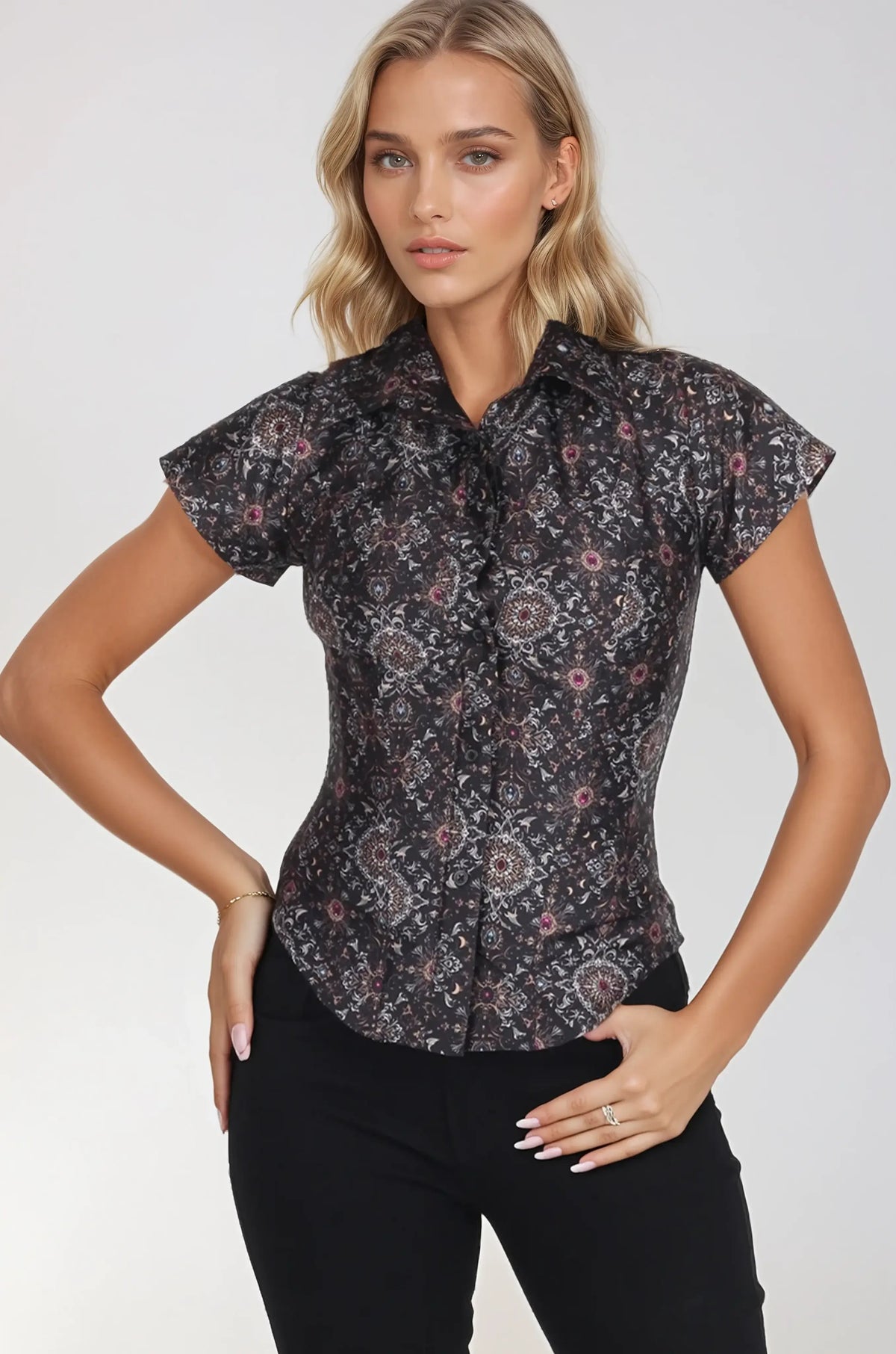 Shari Ornate Dark Toned Corset Shirt