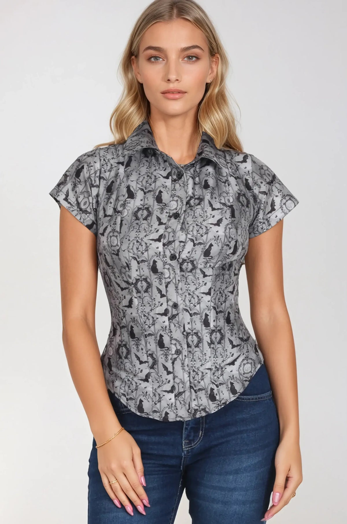 Vinessa Monochrome Print Corset Shirt