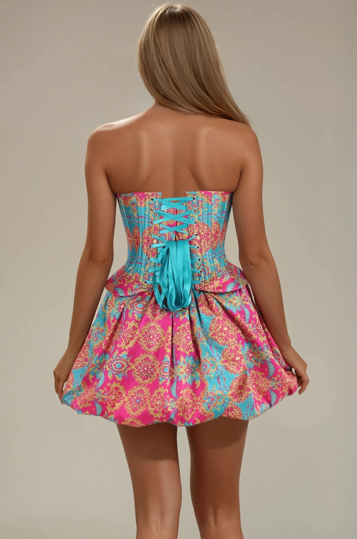 Oaklynn Gold Lace Ensemble Corset Dress