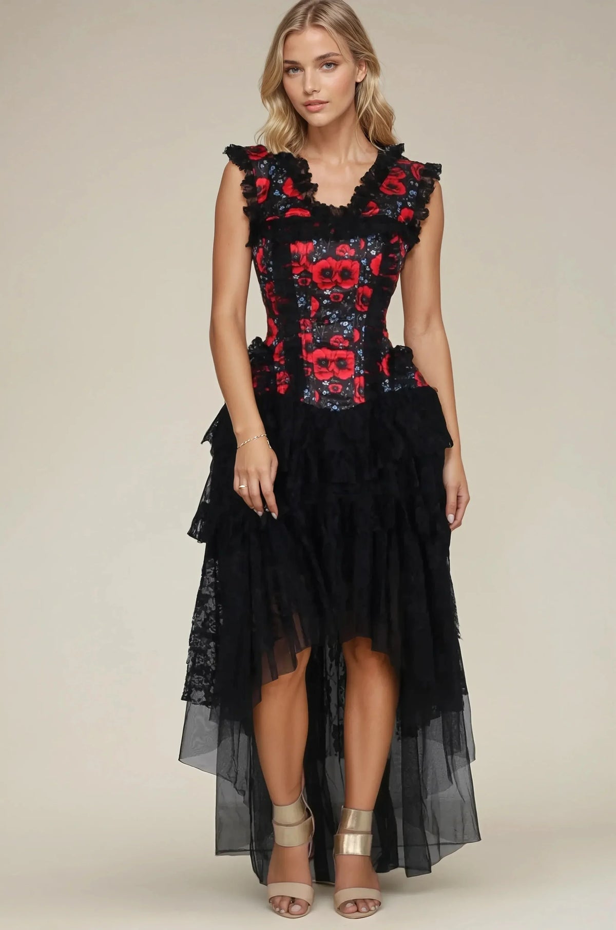 Kirra Bold Floral Elegance Custom Made Corset Dress