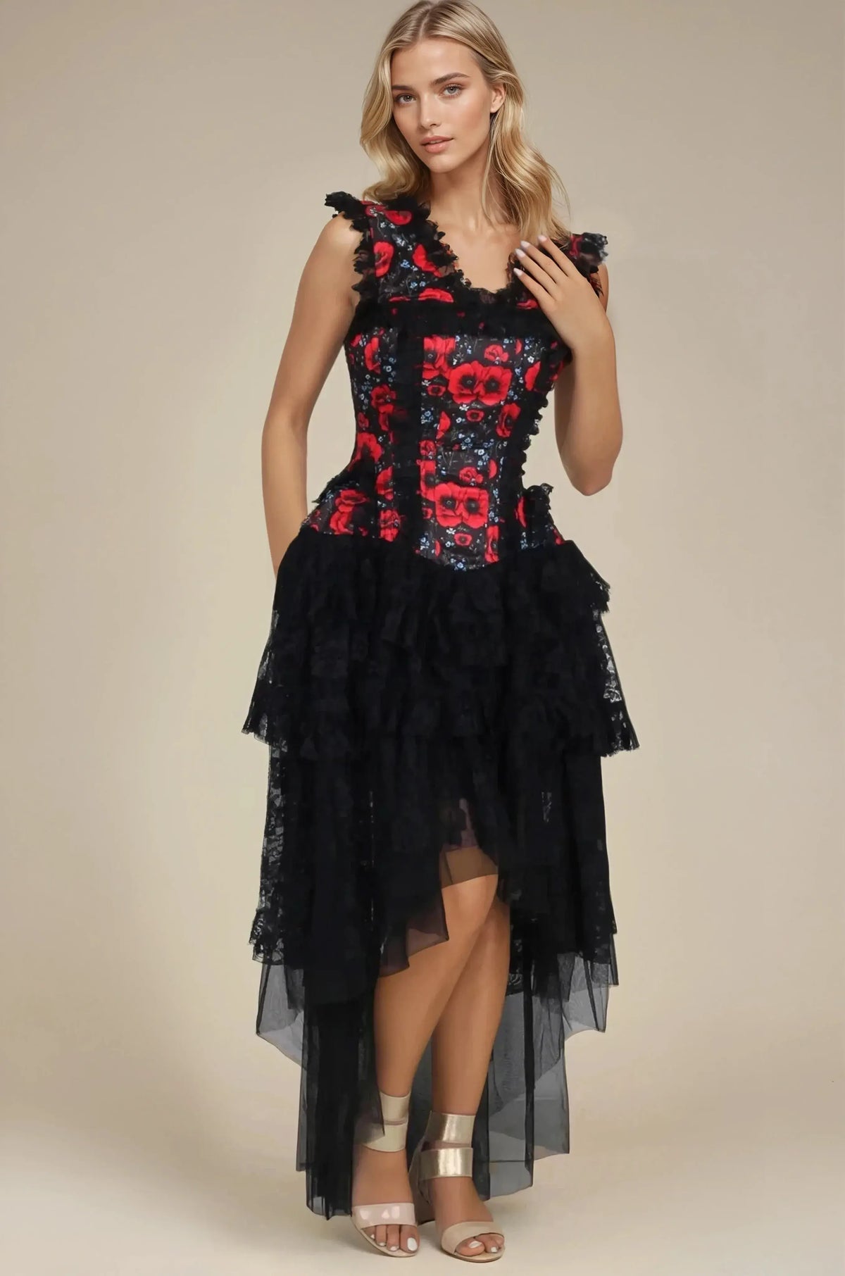 Kirra Bold Floral Elegance Corset Dress