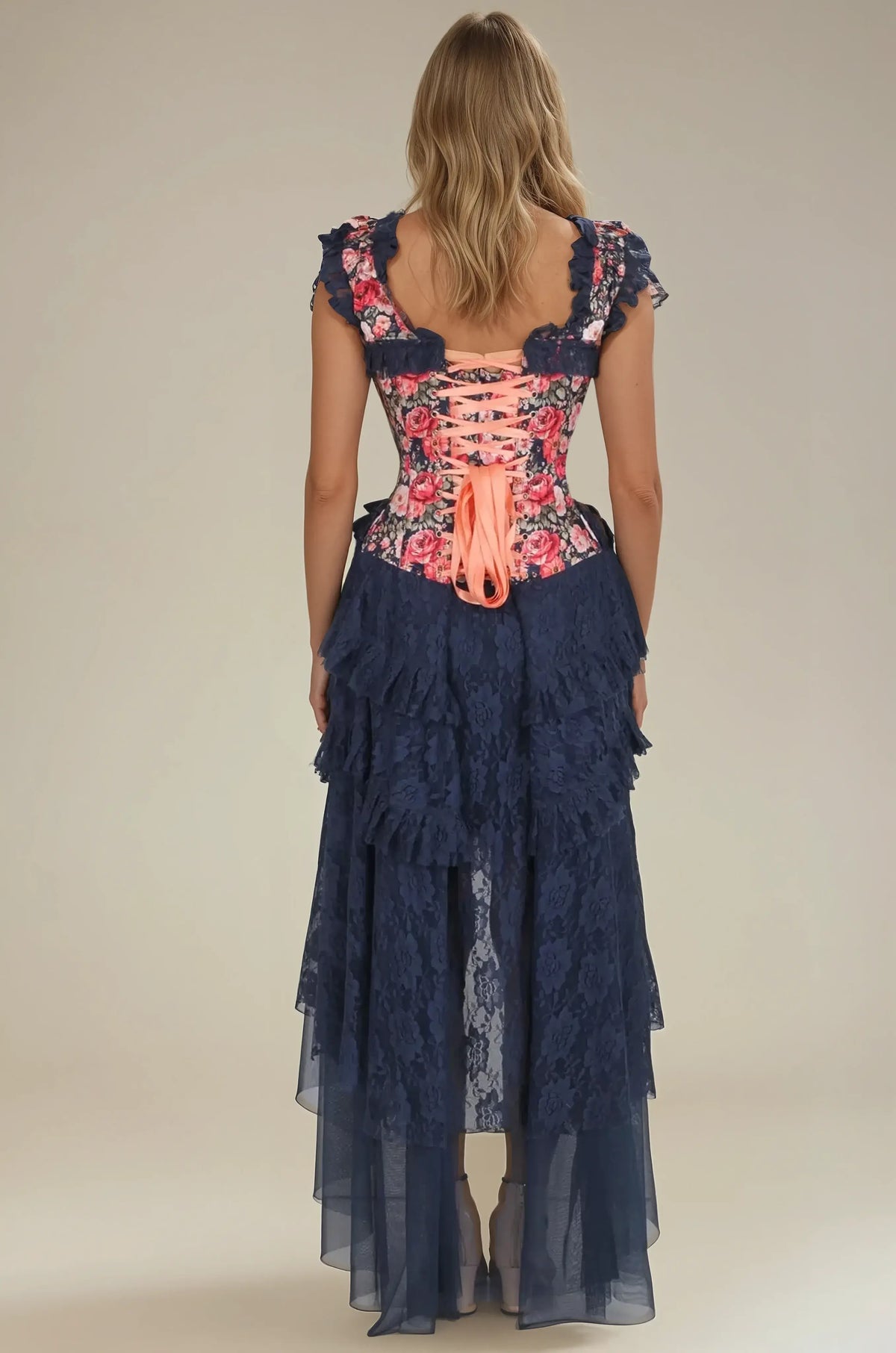 Jolyne Midnight Garden Floral Custom Made Corset Dress