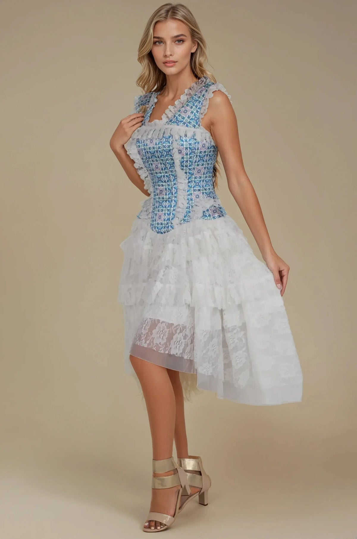 Brenlee Geometric Floral Custom Made Corset Dress