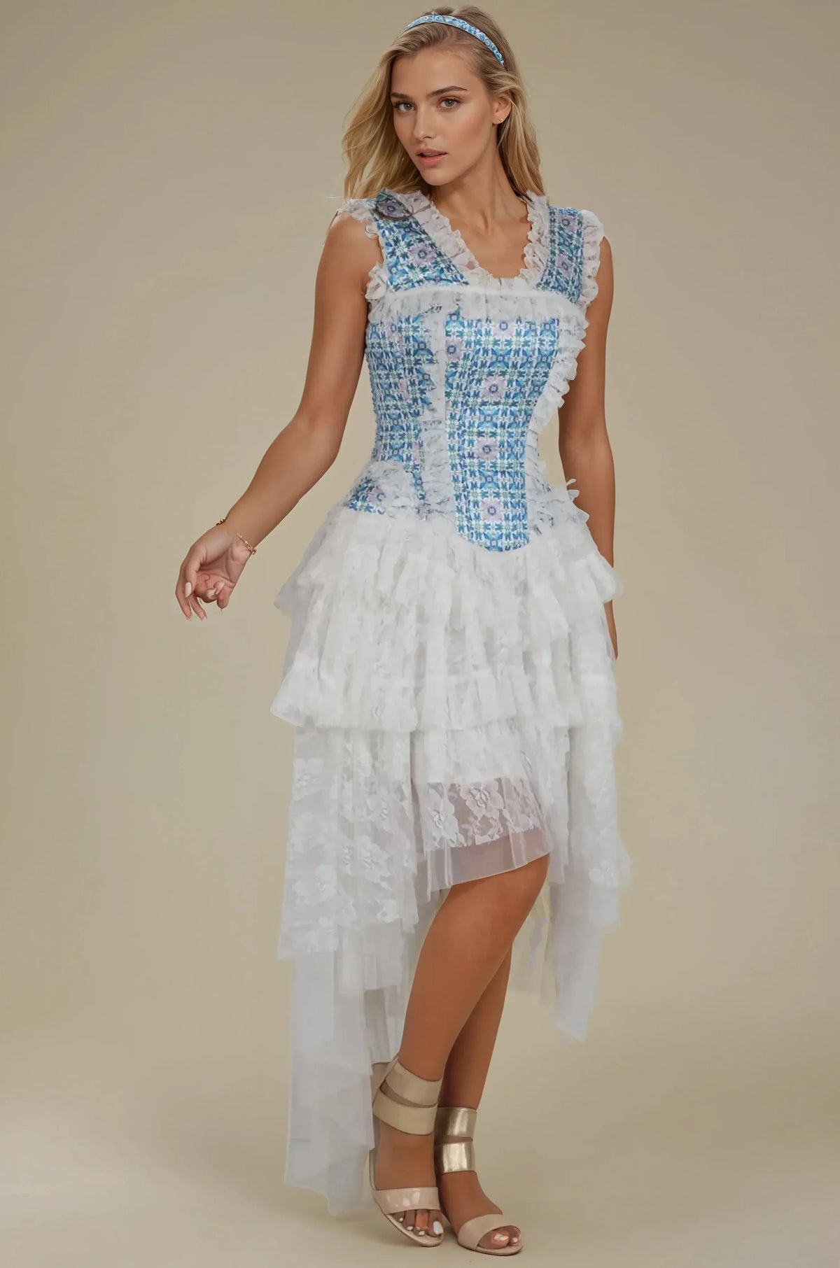 Brenlee Geometric Floral Custom Made Corset Dress