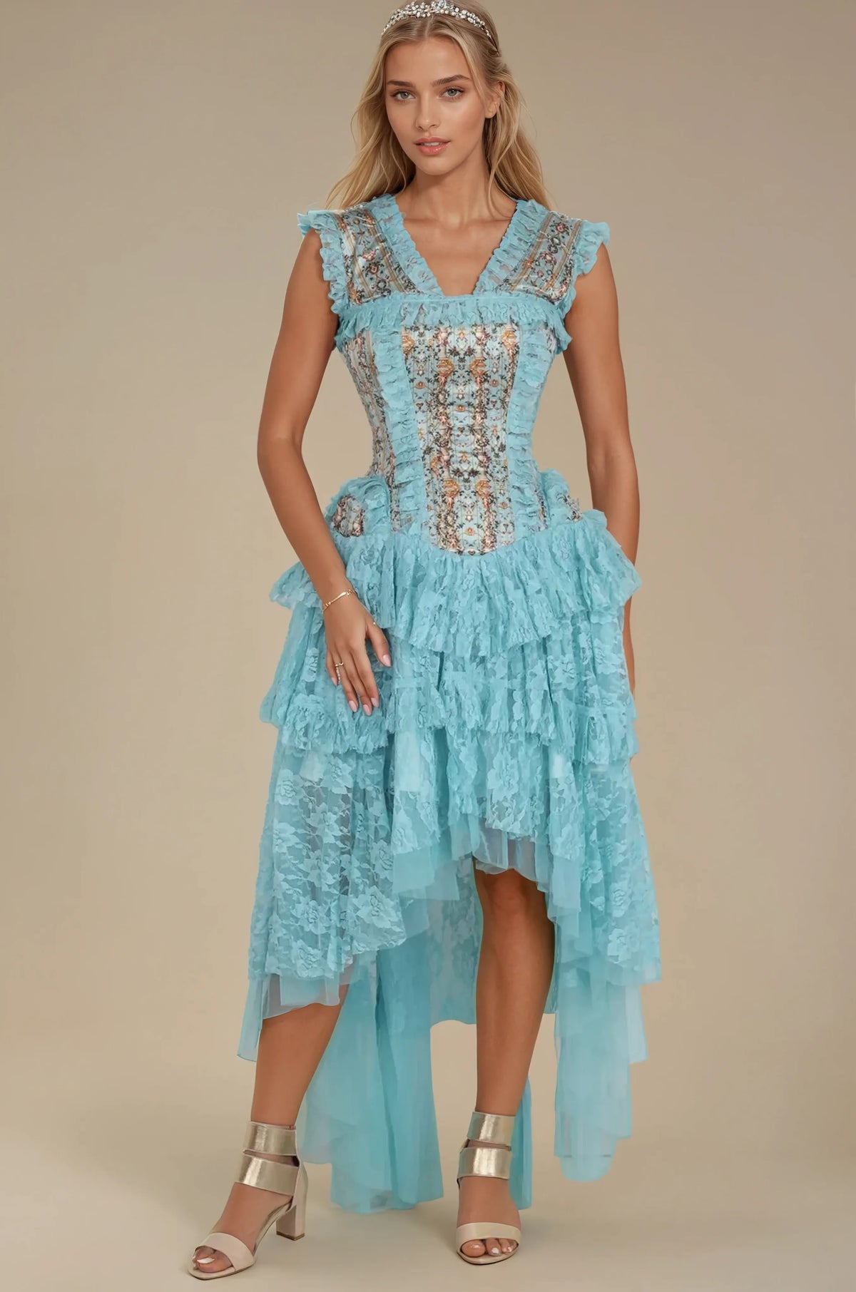 Terrye Geometric Floral Custom Made Corset Dress
