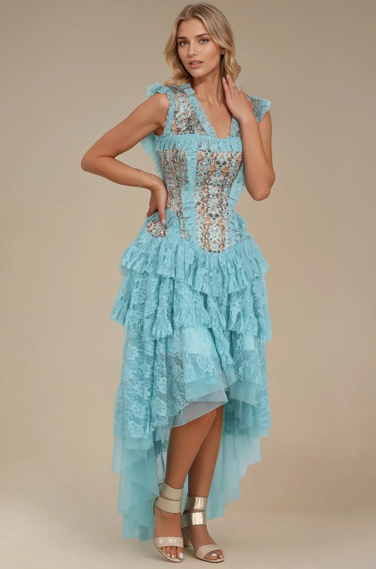 Terrye Geometric Floral Custom Made Corset Dress