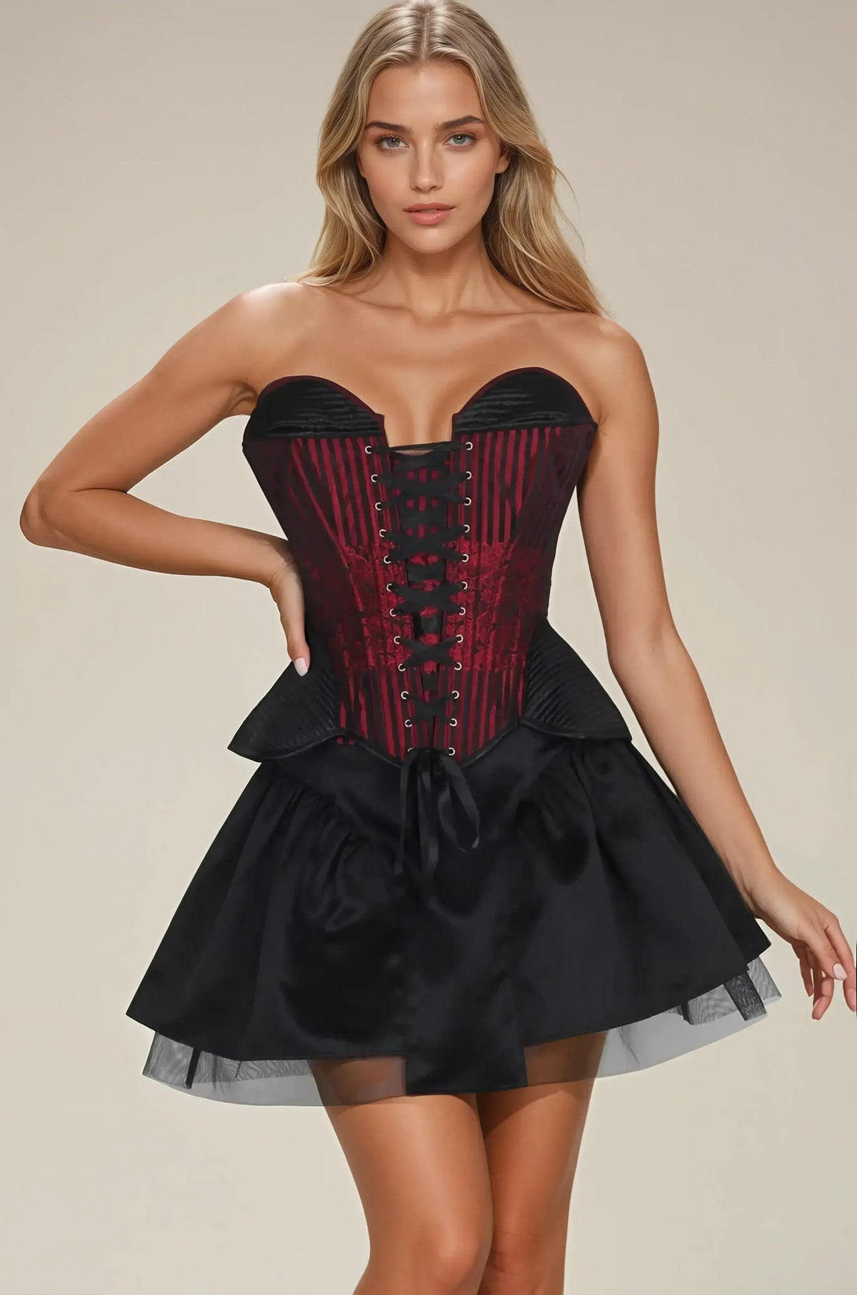 Edwena Maroon Overbust Corset