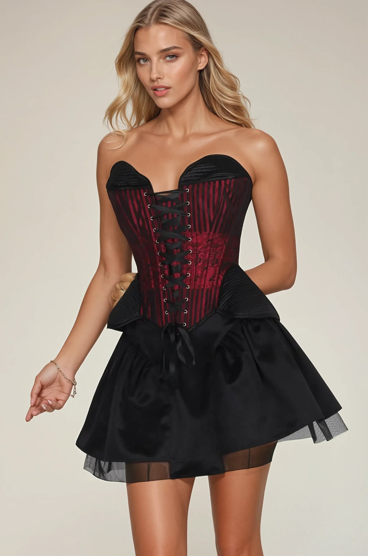Edwena Maroon Overbust Custom Made Corset