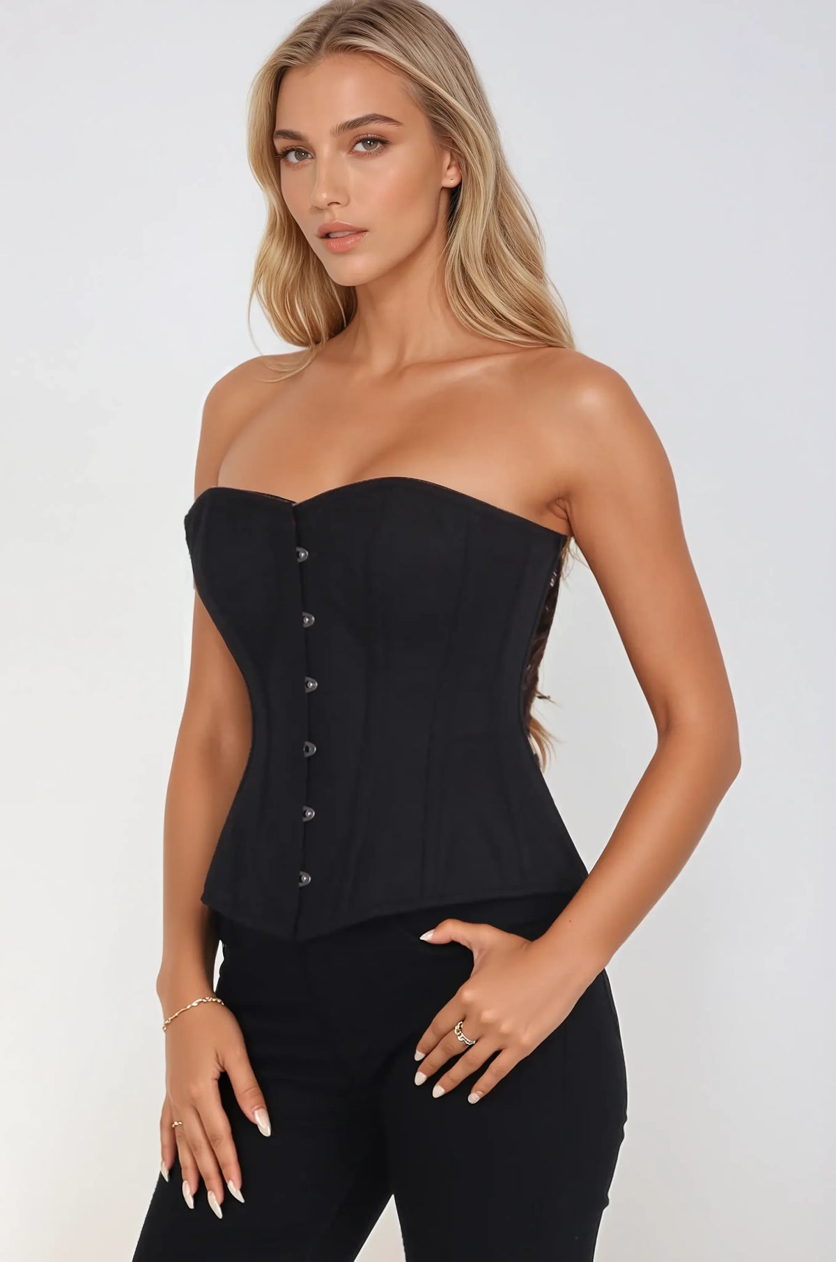 Jaeleen Sweet Heart Black Cotton Corset