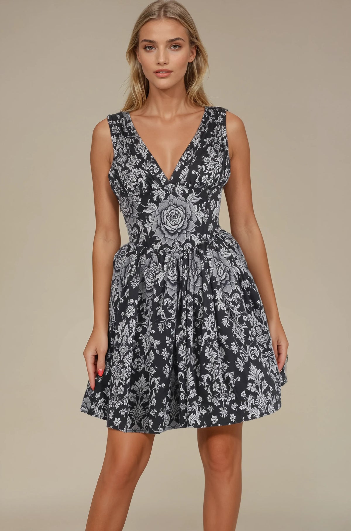 Odette Floral Damask Corset Dress