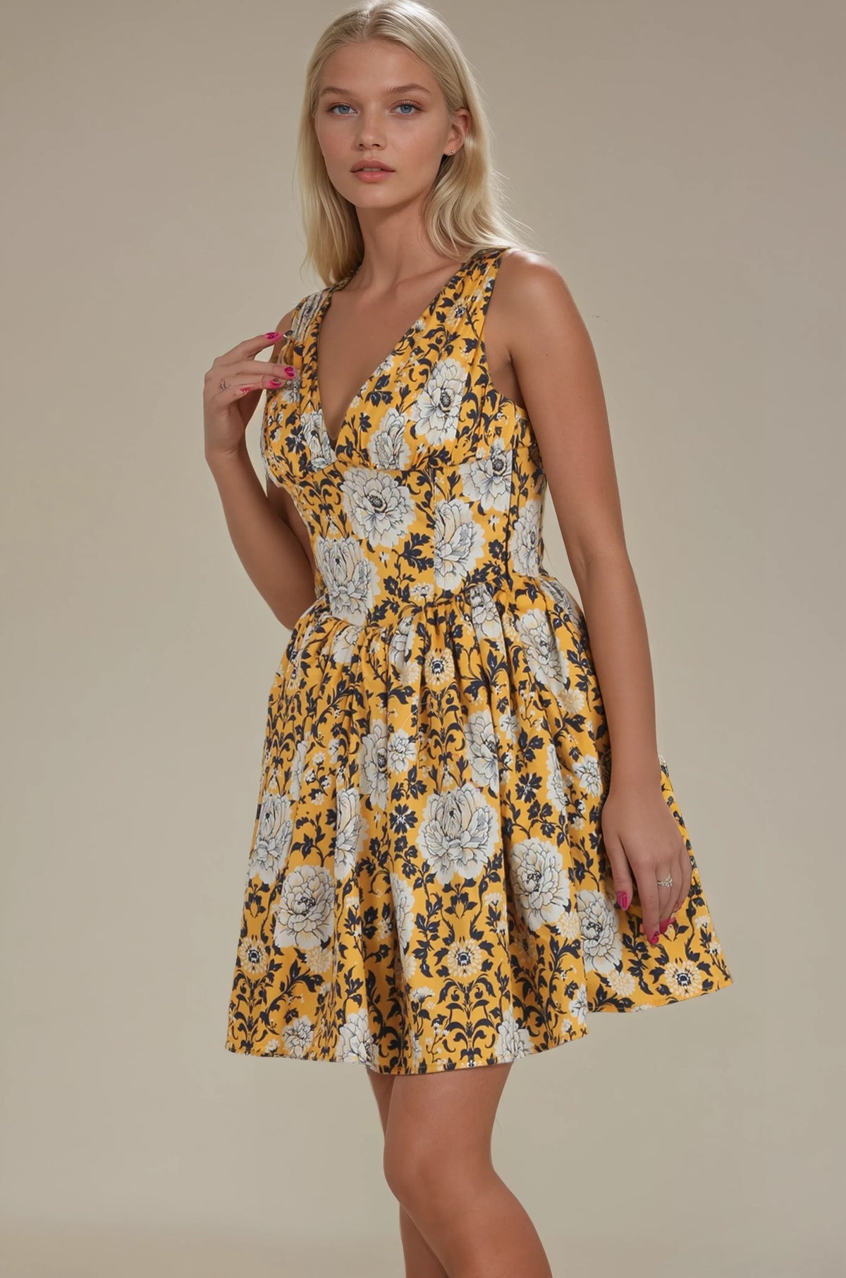 Paula Yellow Base Floral Corset Dress