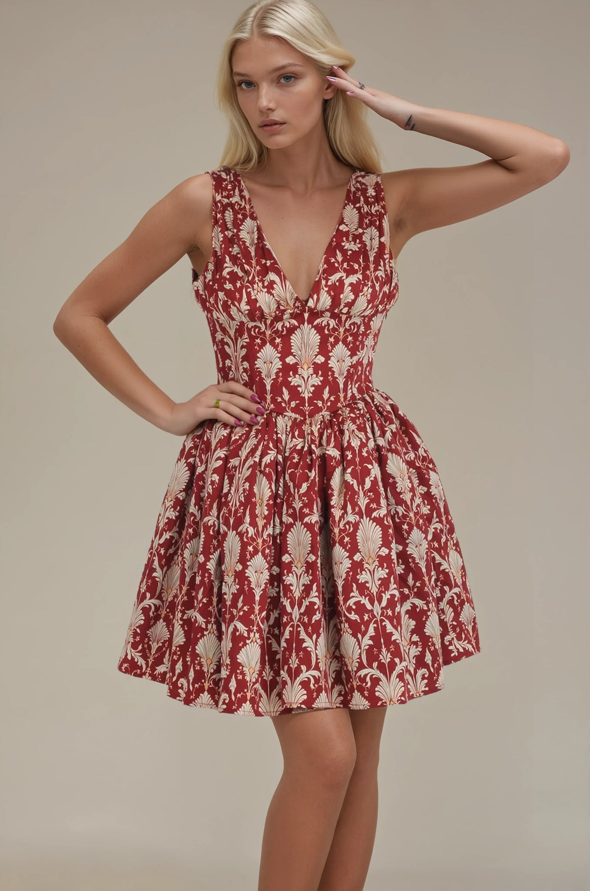 Gwendolyn Crimson Cathedral Corset Dress
