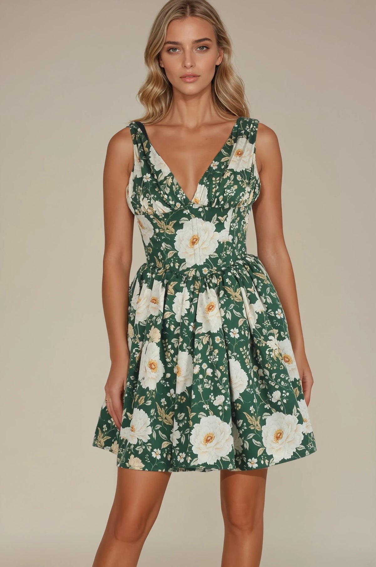 Abigail Emerald Damask Corset Dress