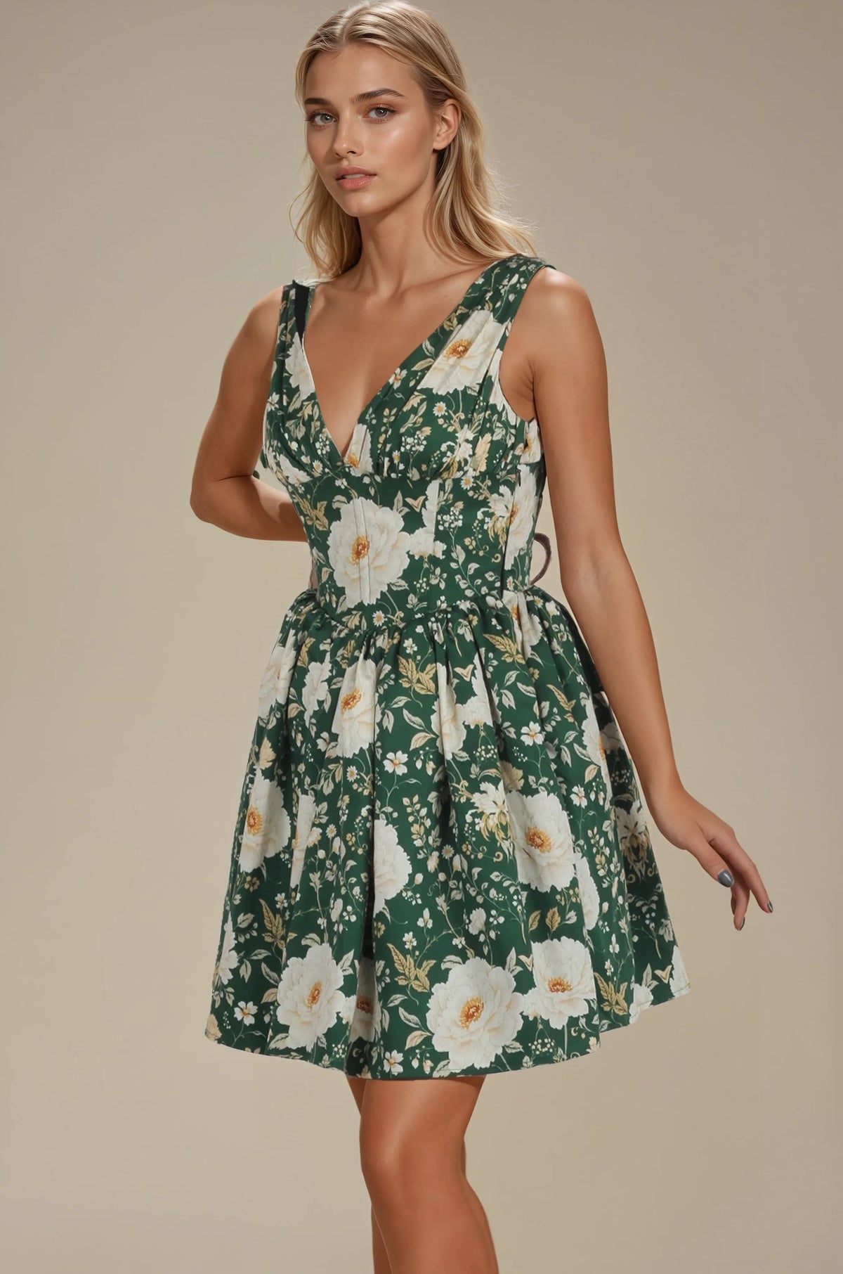 Abigail Emerald Damask Corset Dress