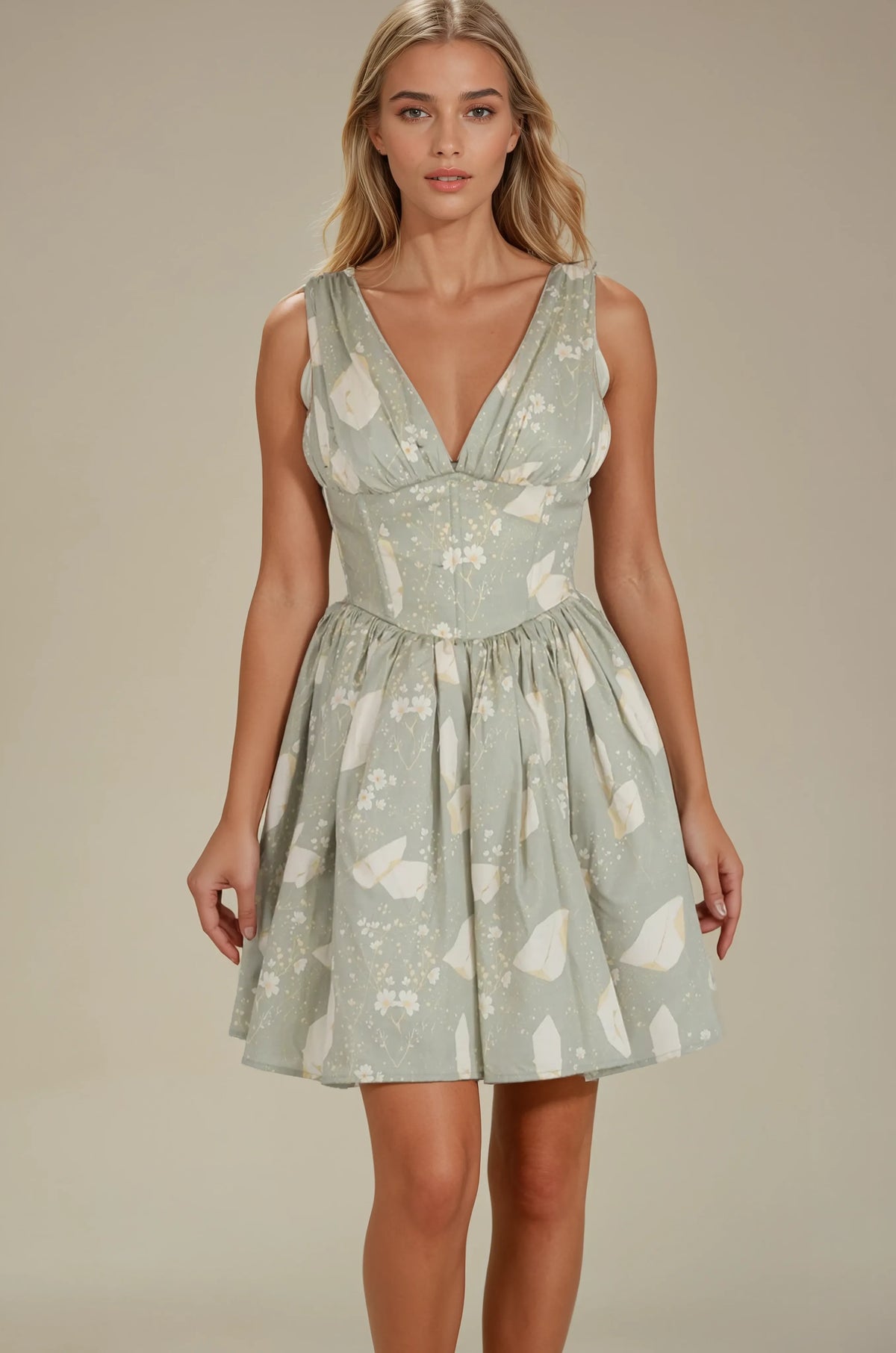Mayra Kintsugi Sage Green Corset Dress