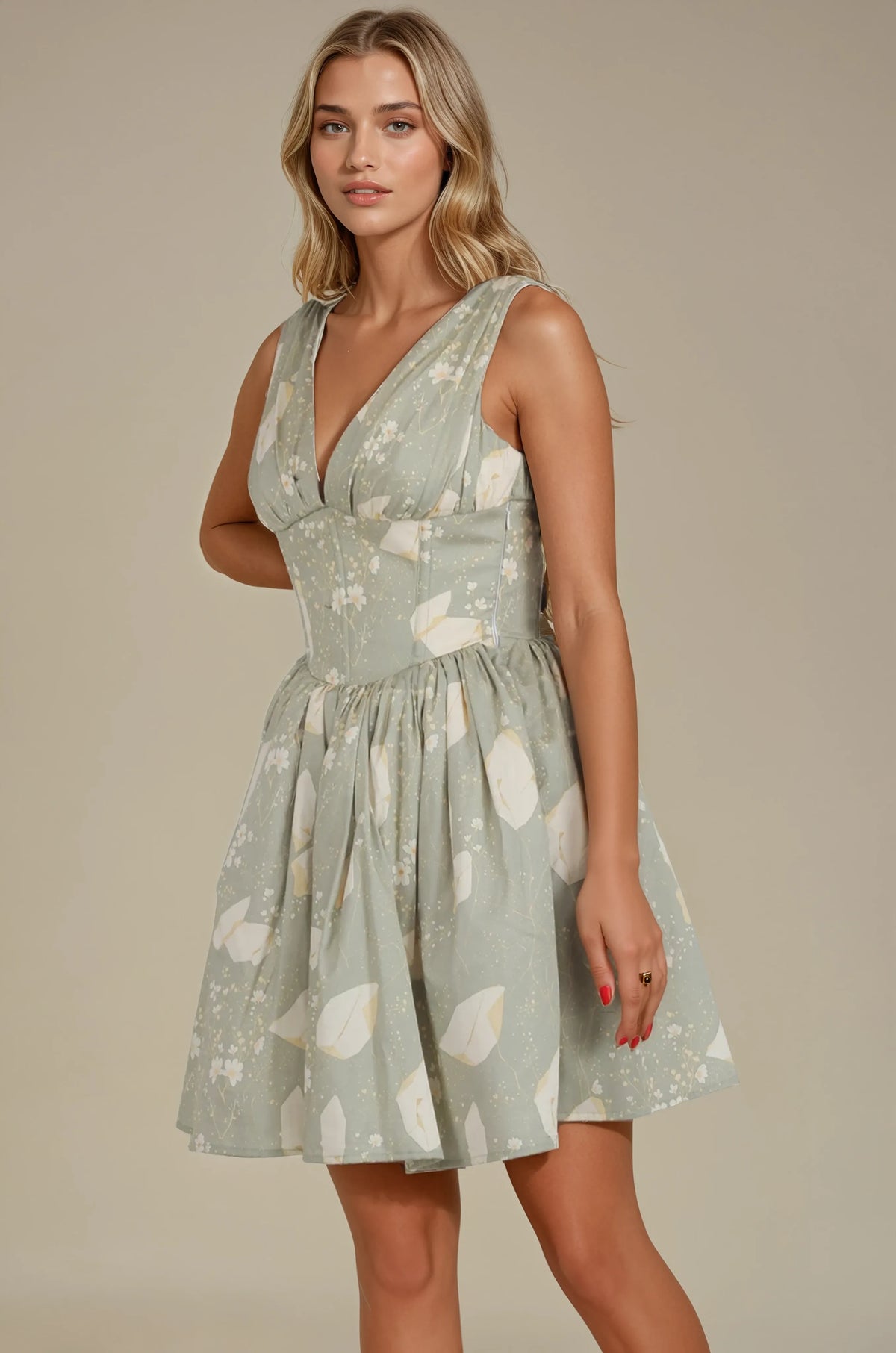 Mayra Kintsugi Sage Green Corset Dress