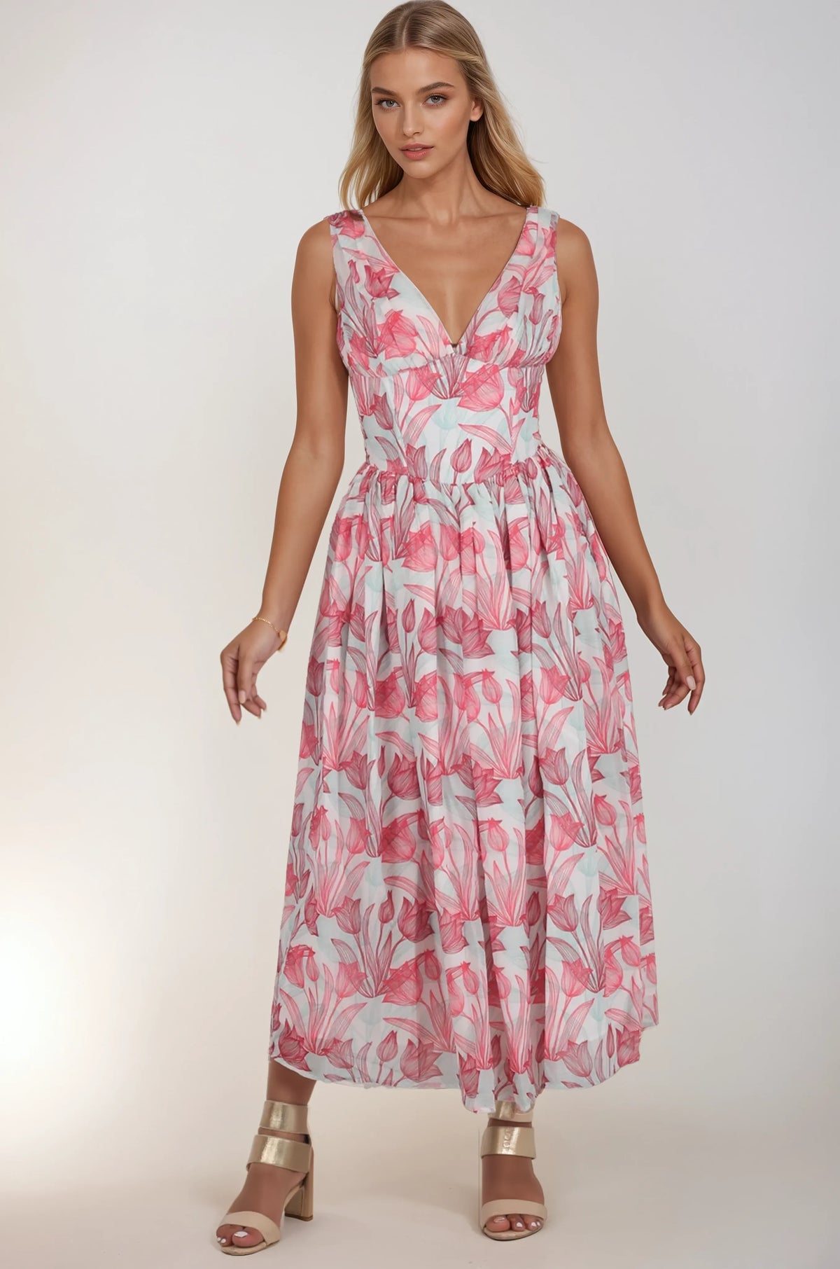 Rrosalie Floral Prints Corset Dress