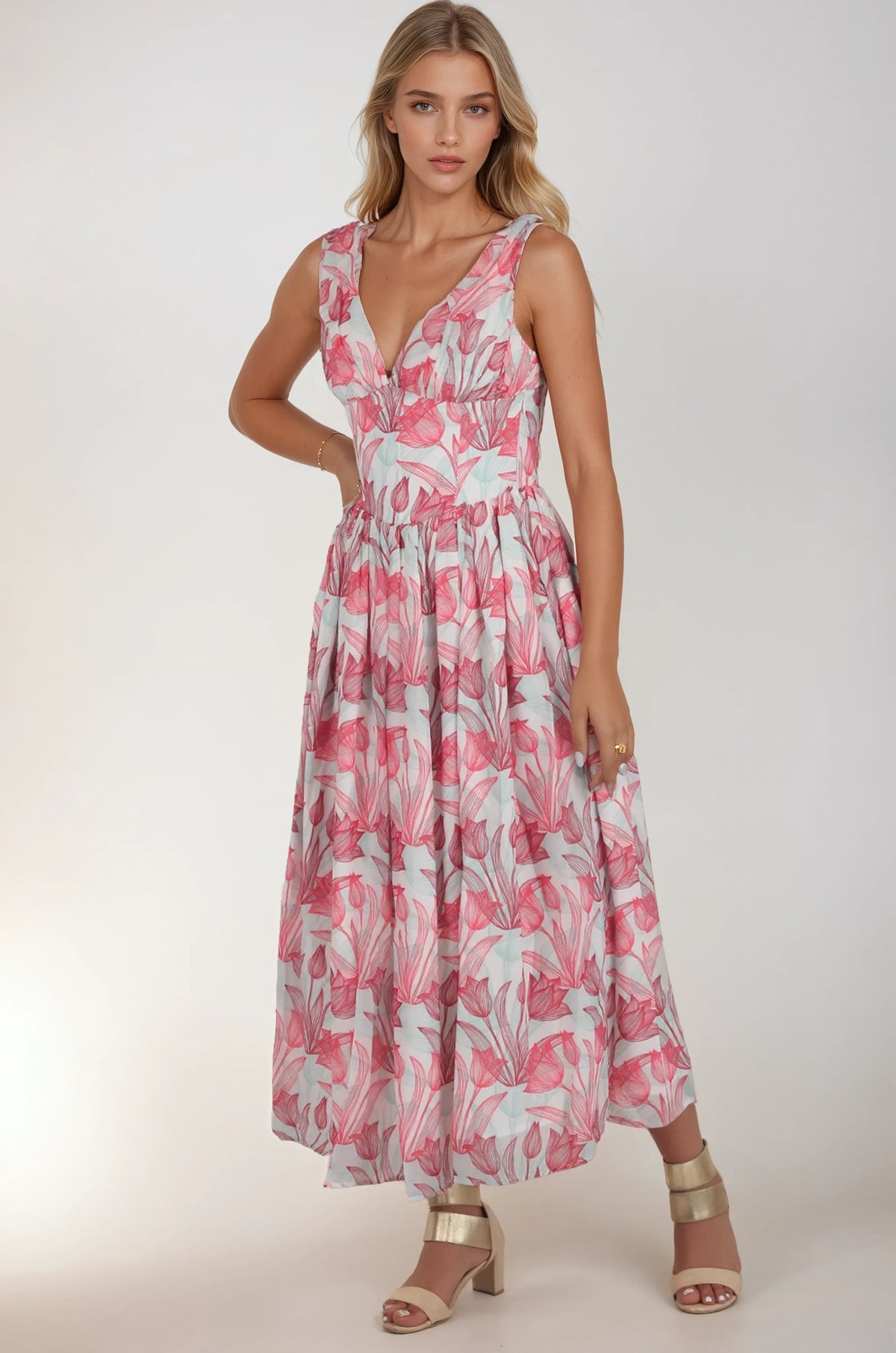 Rrosalie Floral Prints Corset Dress