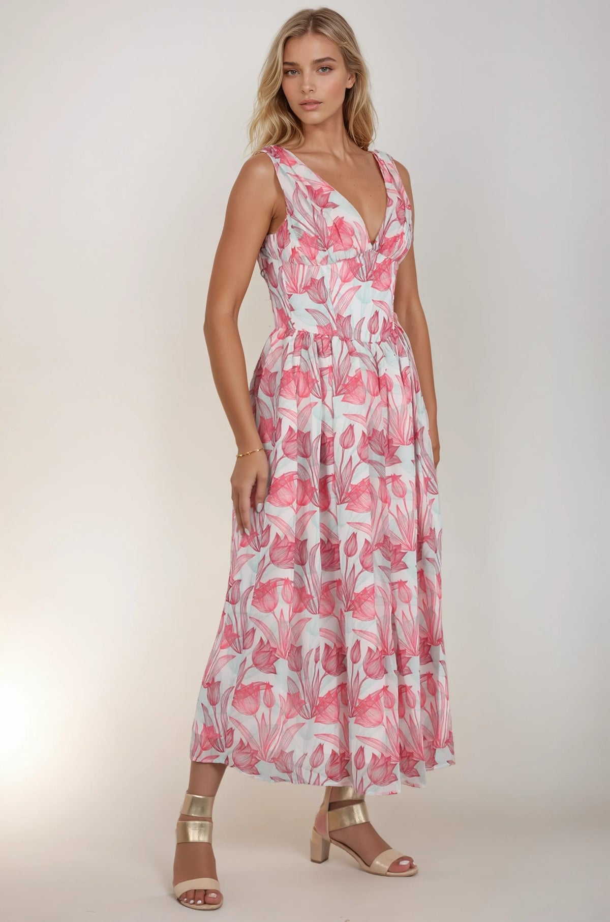 Rrosalie Floral Prints Corset Dress