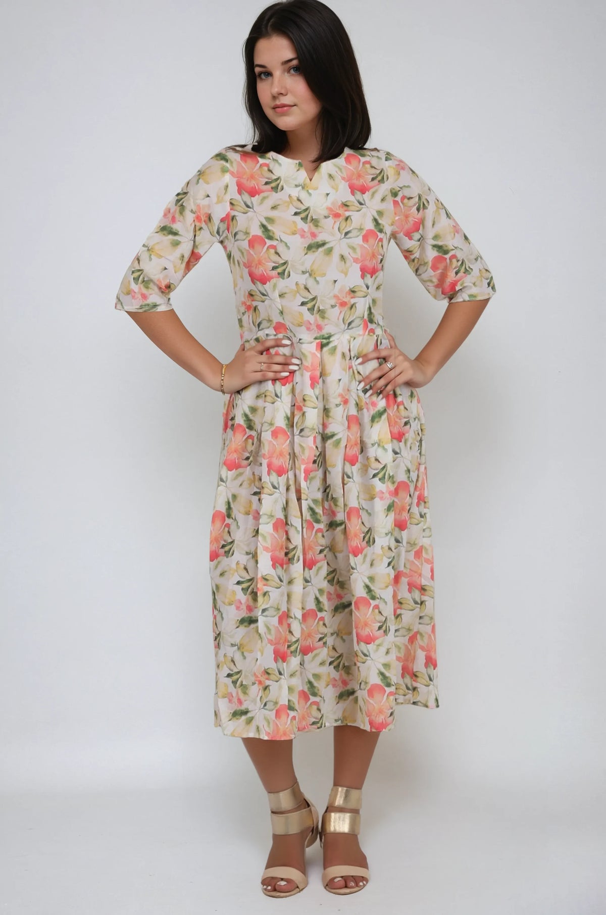 Kenna Round Neck Print Dress