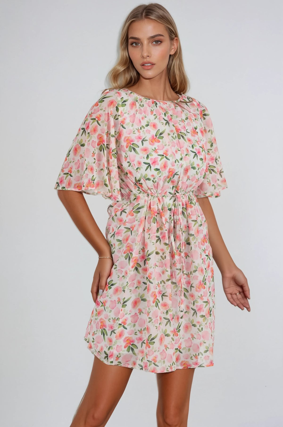 Joanna Drawstring Waist Midi Dress