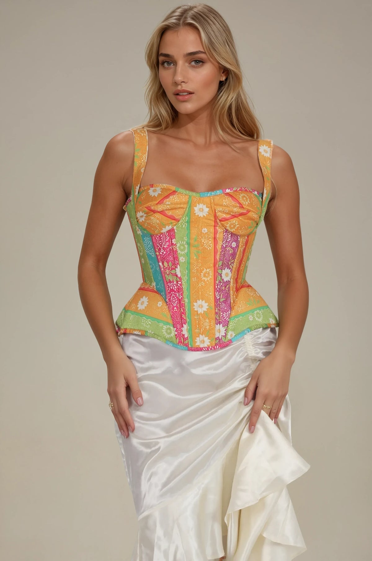 Shirley Whimsical Floral Overbust Corset