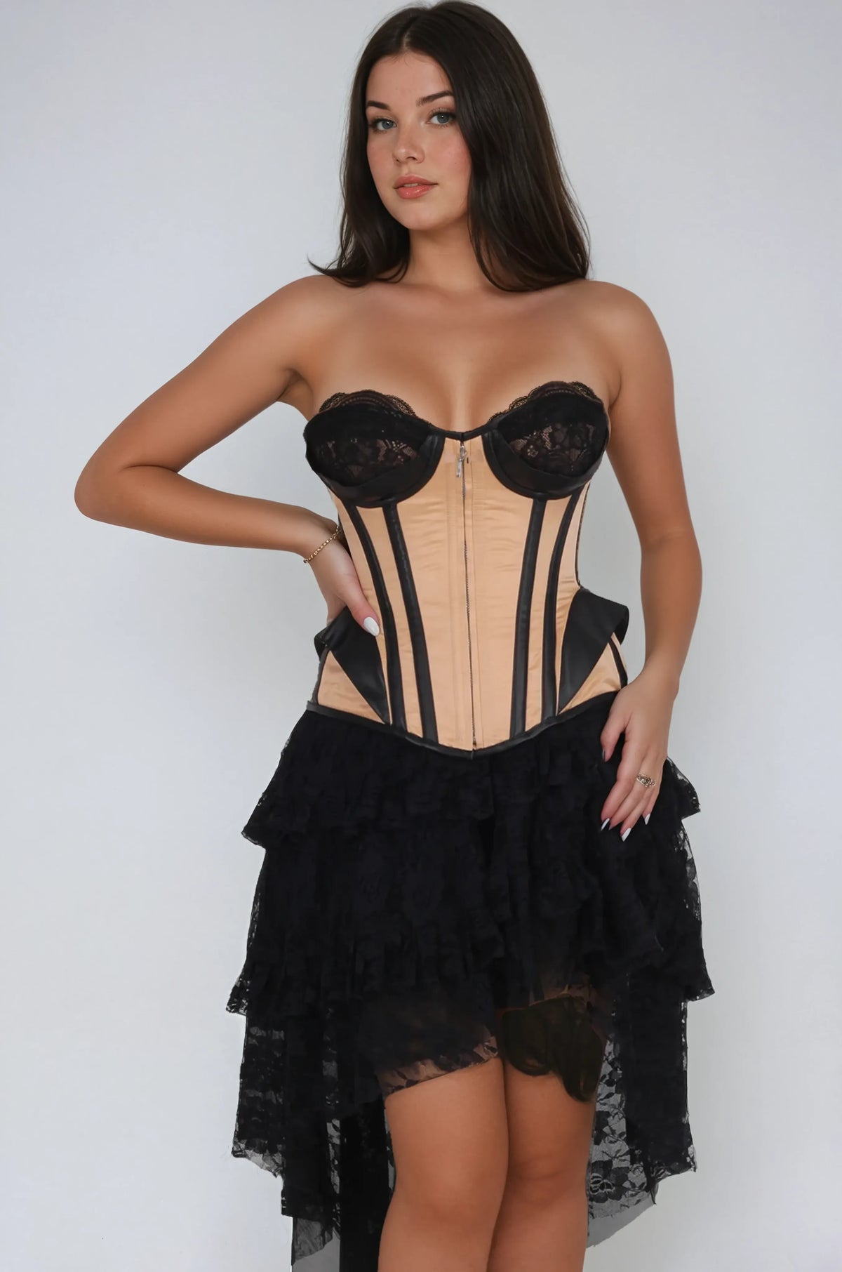 Della Satin With Lace Bustier Corset