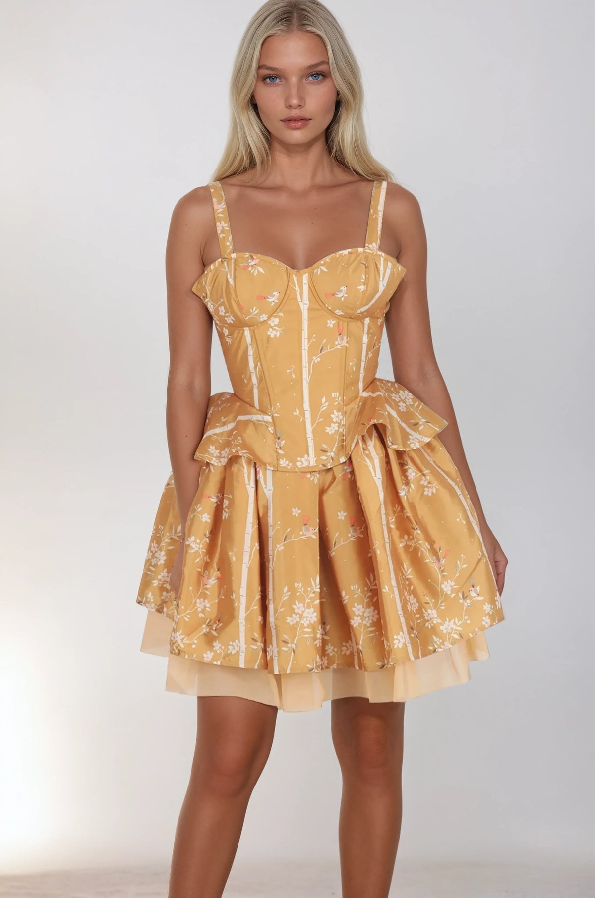 Harlea Cherry Blossom & Bird Corset Co-Ord Set