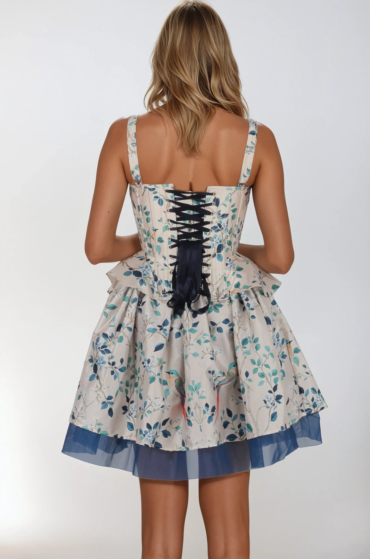 Adrian Foliage Tropical Bird Custom Made Corset Co-Ord Set