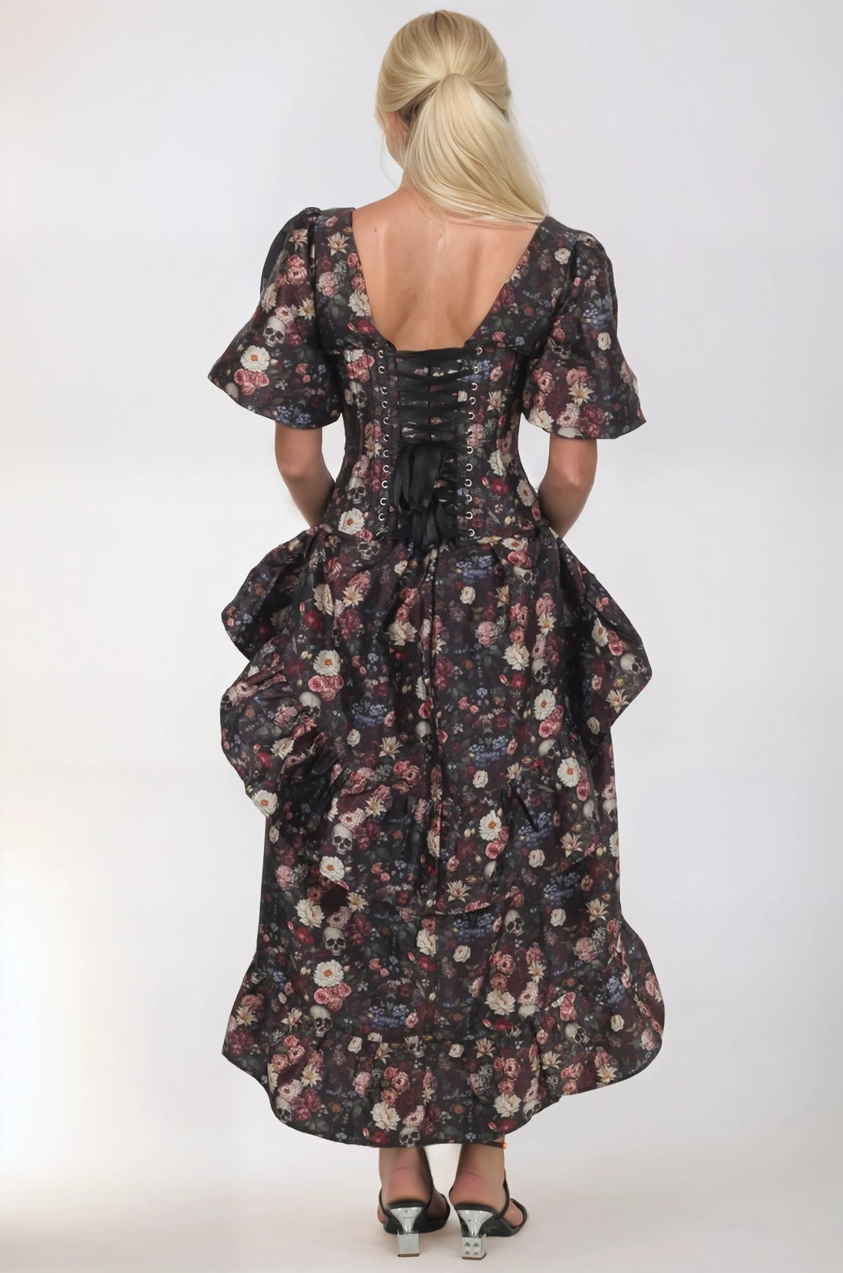 Rayne Soft Rose Skull Custom Made Corset Dress