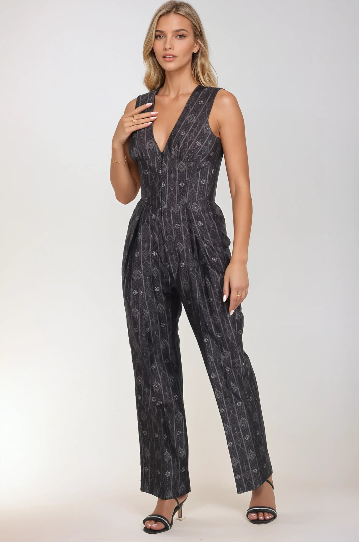 Masha Geometric Floral Corset Jumpsuit