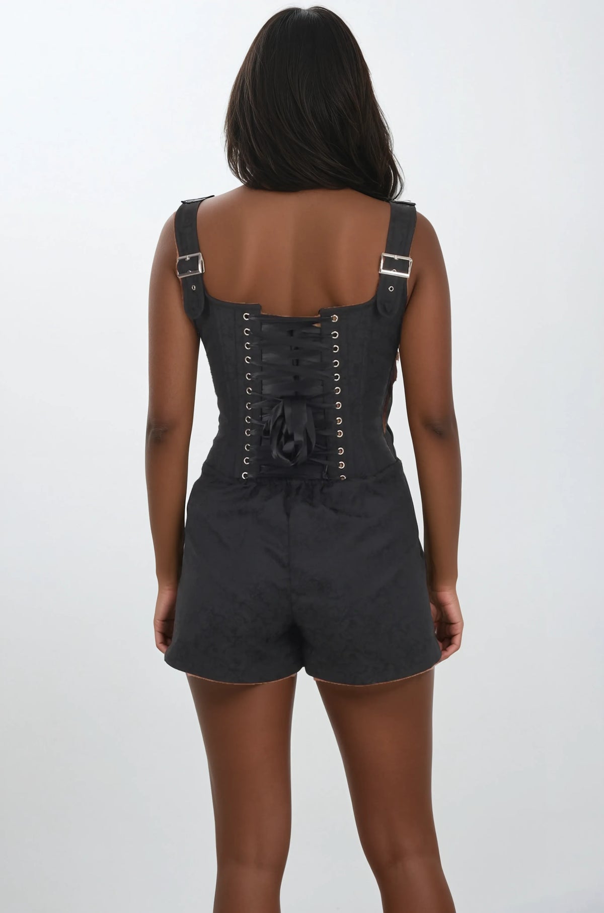 Siobhan Black Brocade Corset Skort Dress