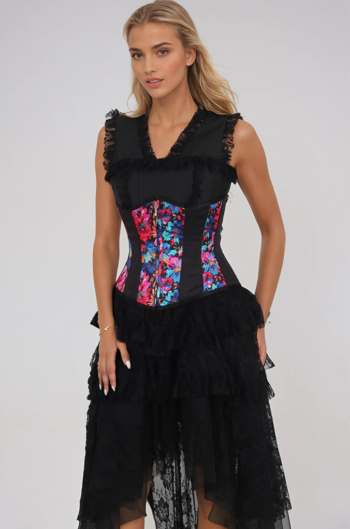 Kendyl Vibrant Floral Print Underbust Corset