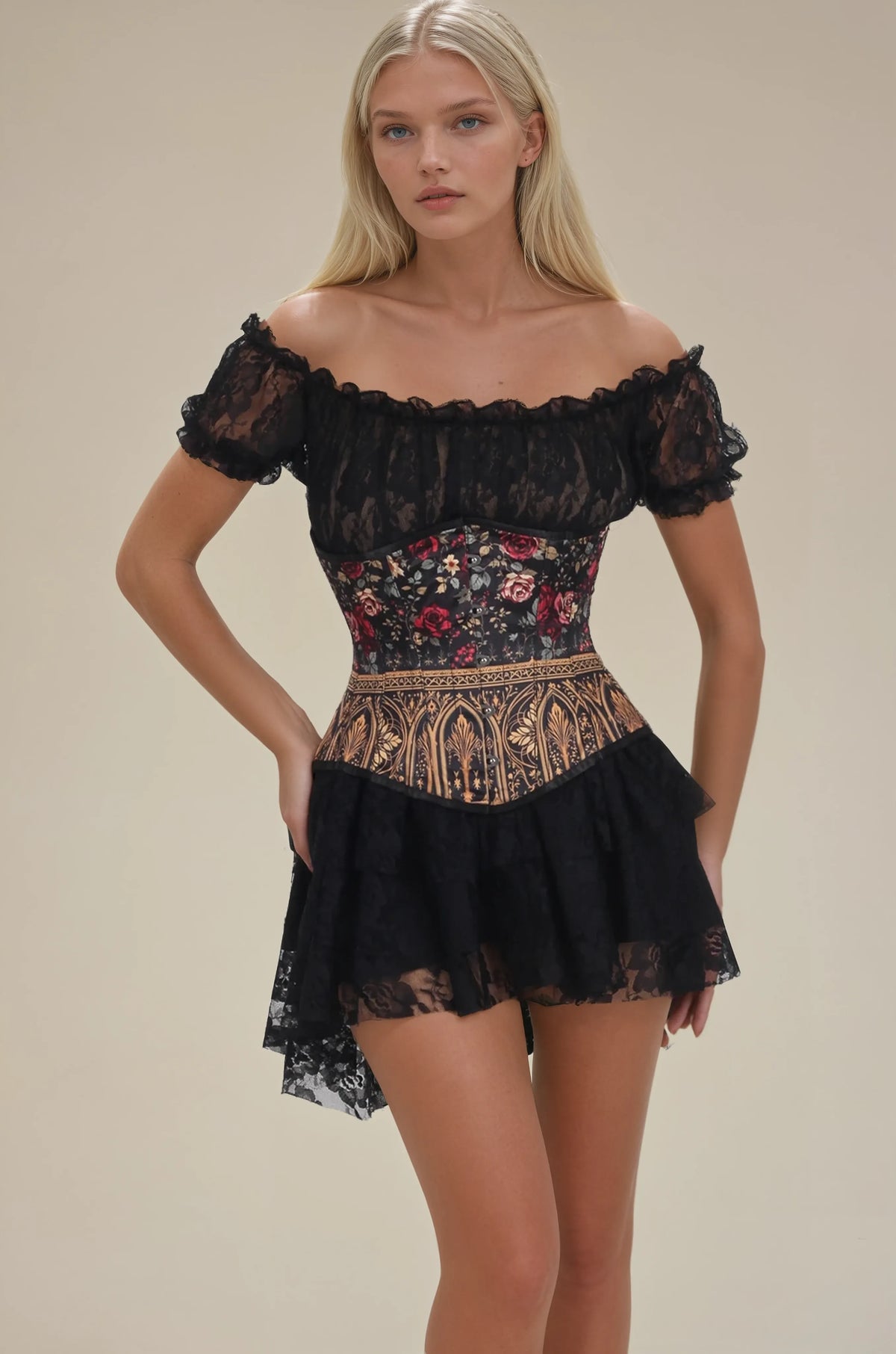 Harleen Midnight Cathedral Bloom Corset
