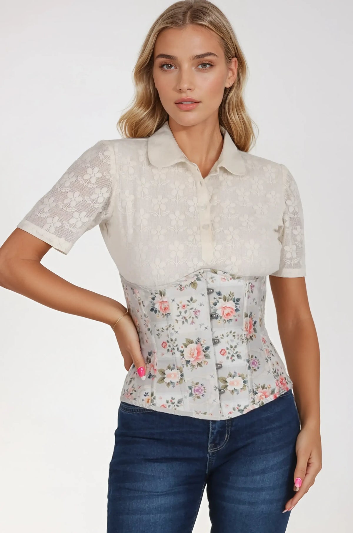 Witney Floral Print Underbust Corset