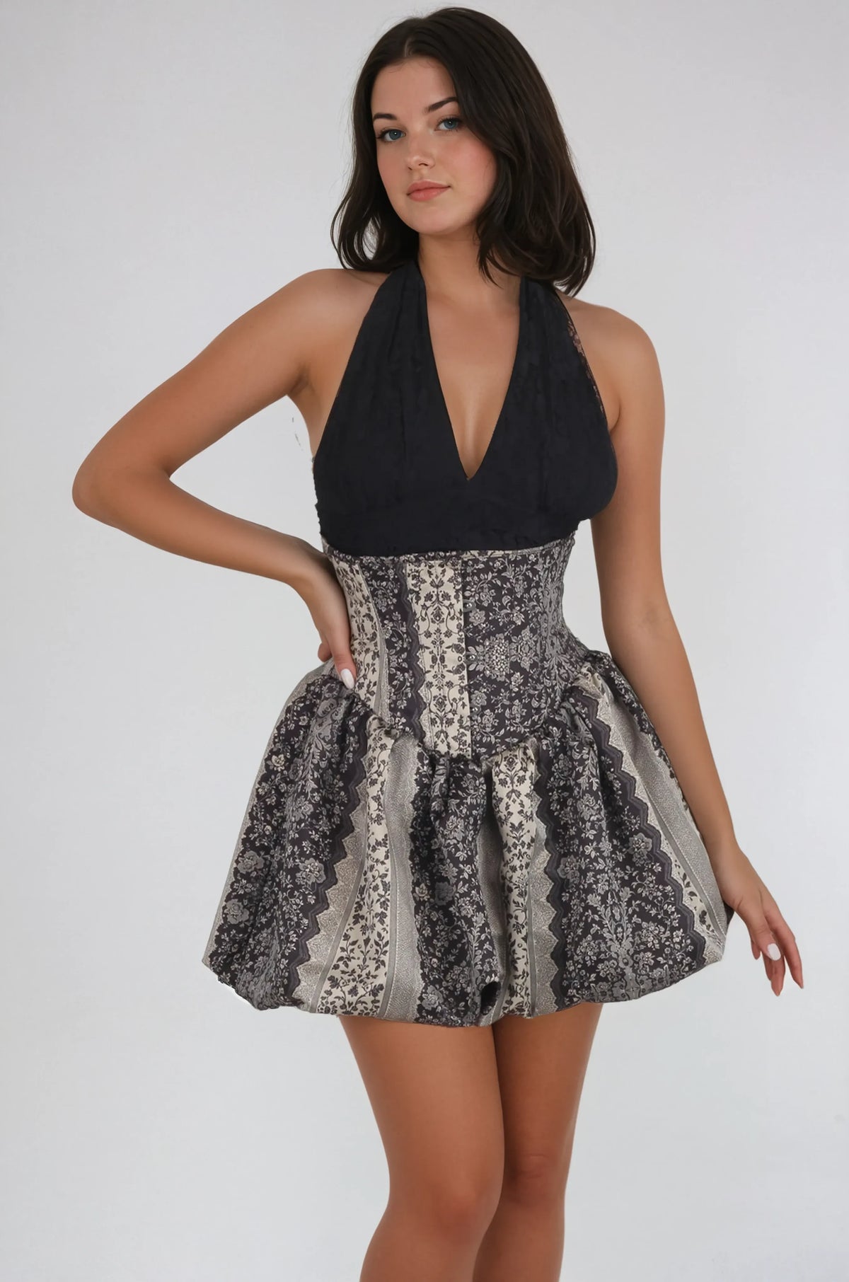 Sarai Baroque Stripe Underbust Corset Dress