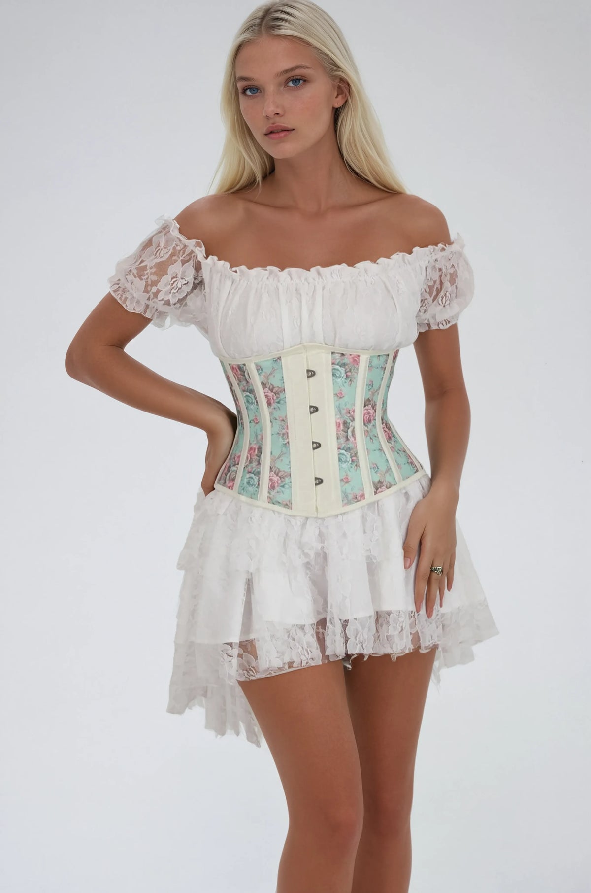Bentlee Floral Print Mesh Corset