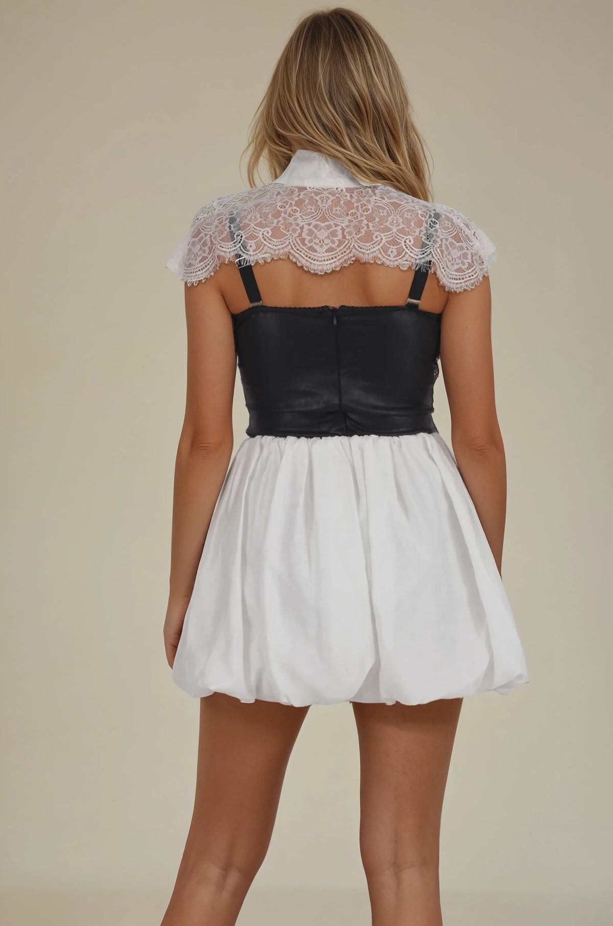 Jennessa Bubble White Mini Skirt