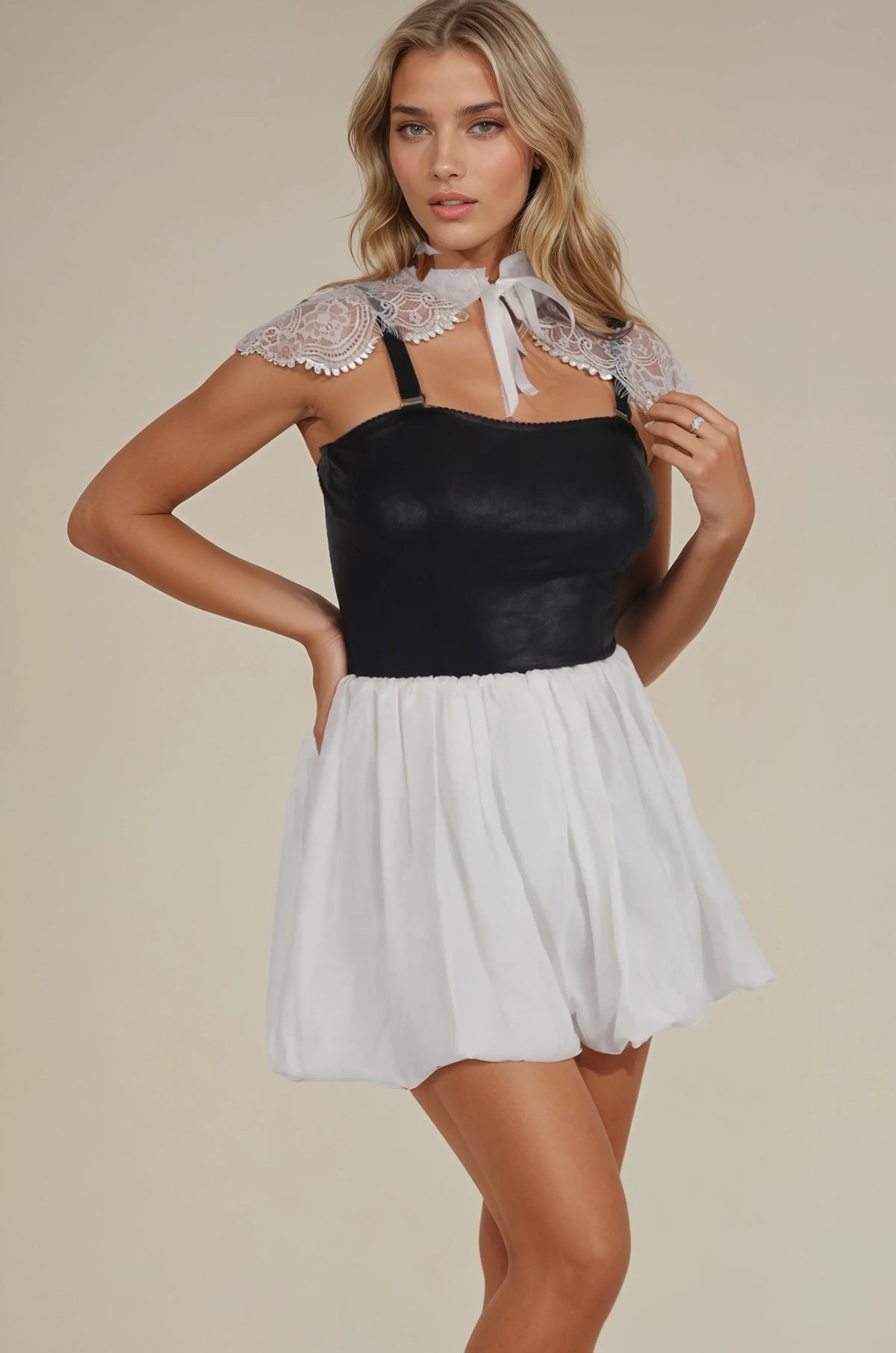 Jennessa Bubble White Mini Skirt