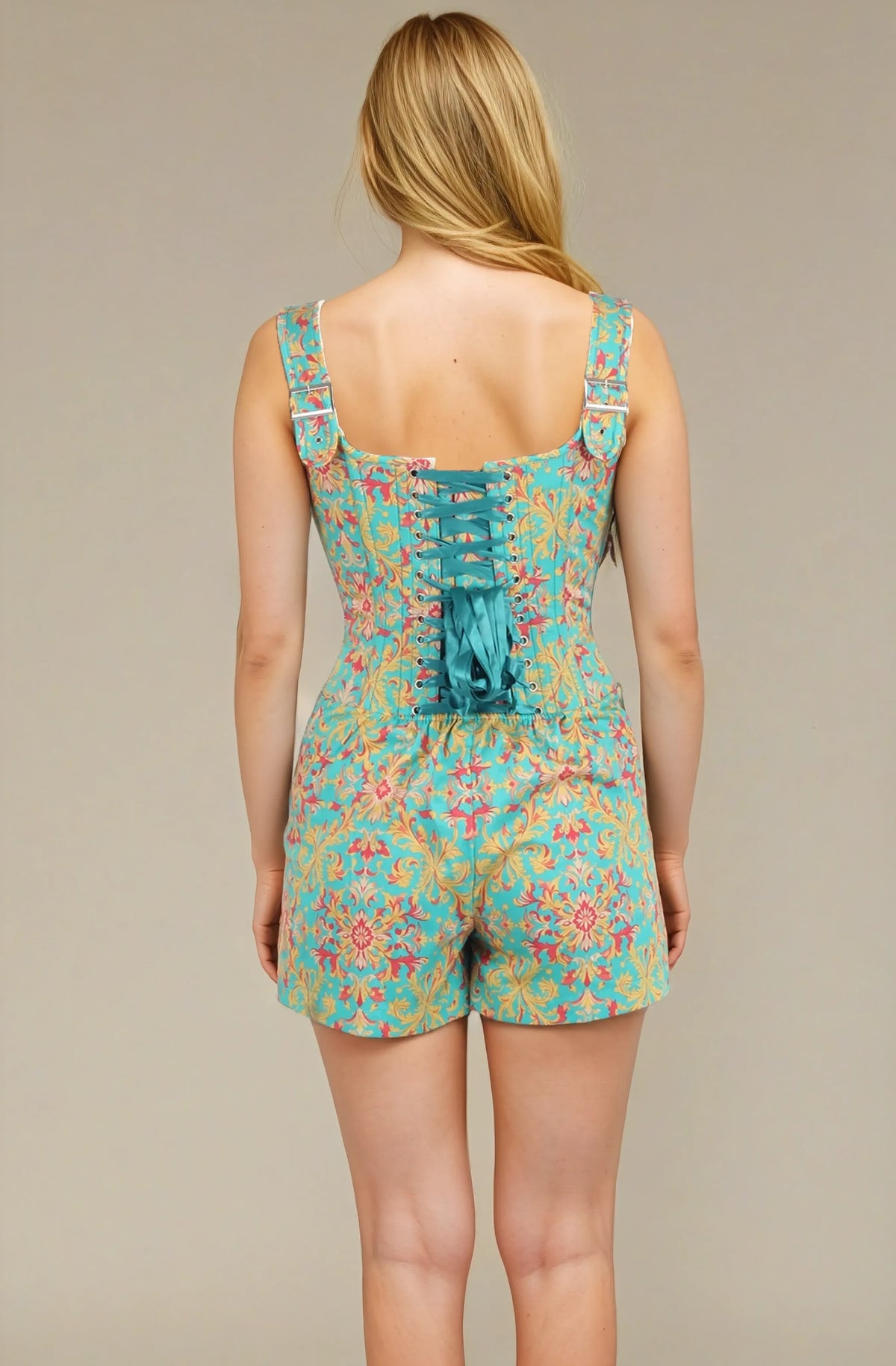 Adora Floral Cotton Corset Skort Dress
