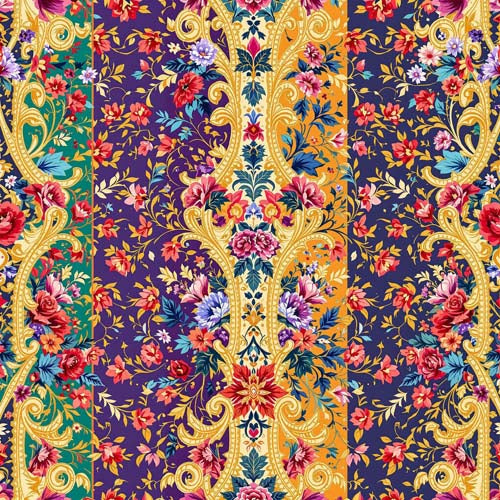 Rococo Scroll Garden – Jewel Stripe Edition