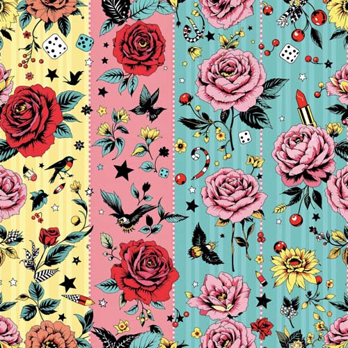 Rockabilly Roses – Vibrant Pin-Up Scrolls