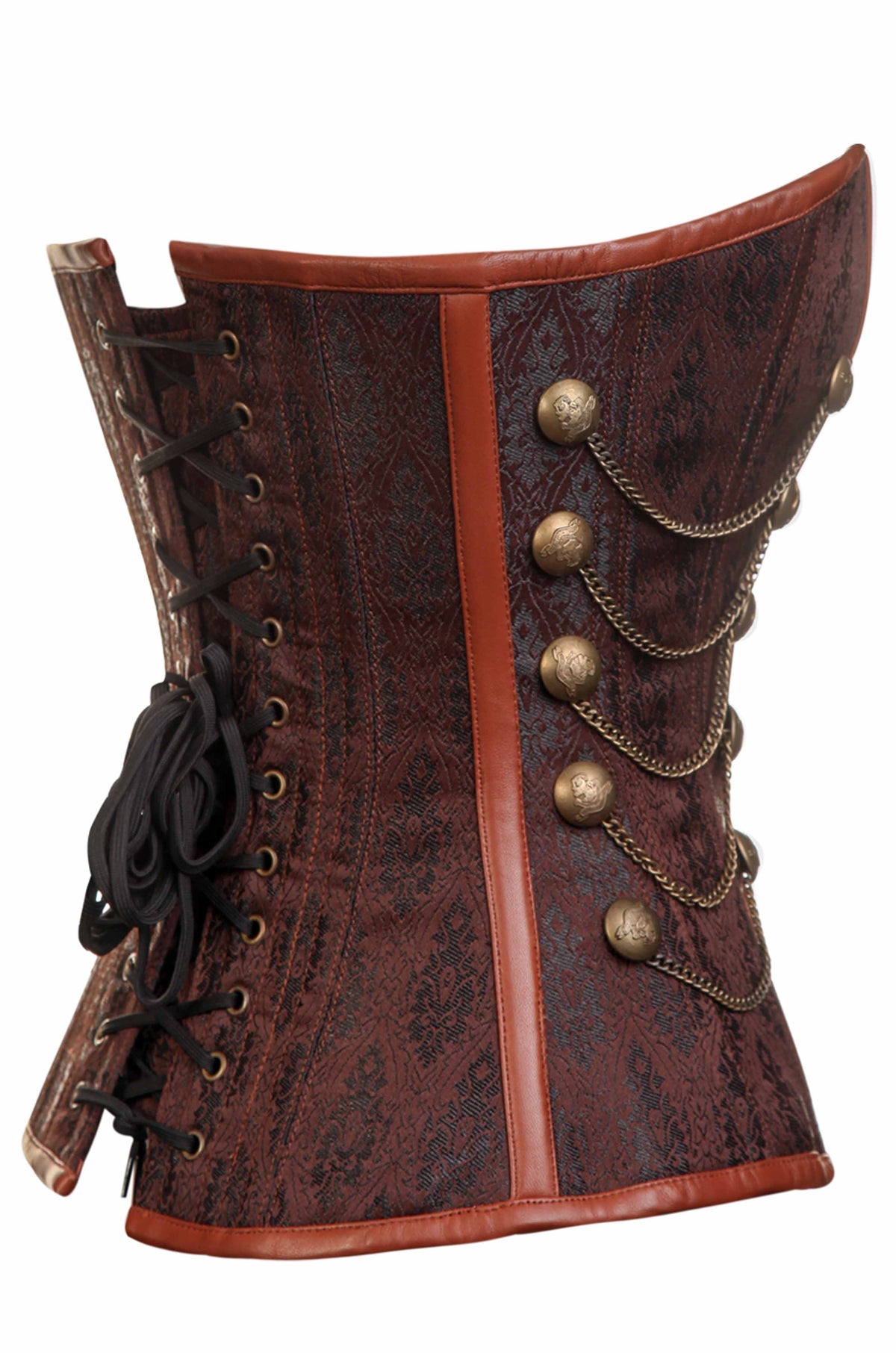 Alba Steampunk Overbust Brown Corset with Chains