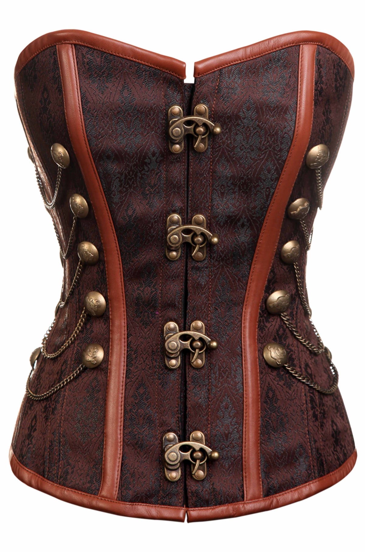 Alba Steampunk Overbust Brown Corset with Chains