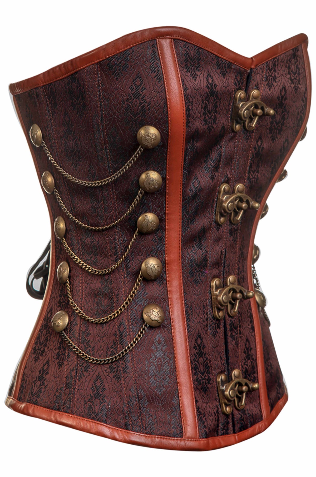 Alba Steampunk Overbust Brown Corset with Chains