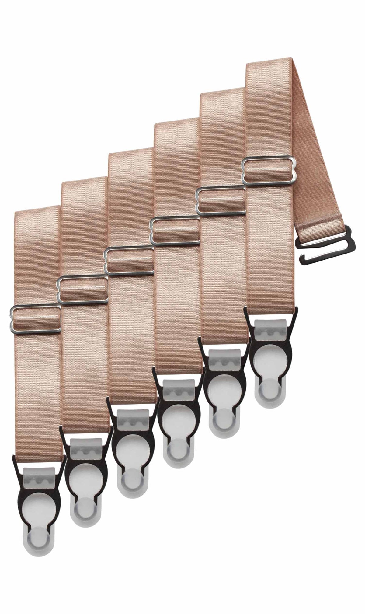 6 x Steel Suspender Clips in Champagne