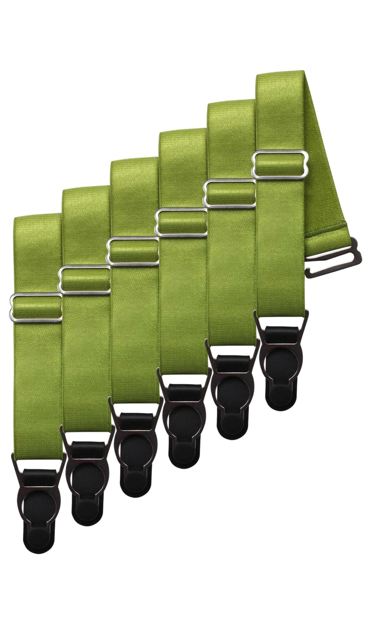 6 x Steel Suspender Clips in Olive