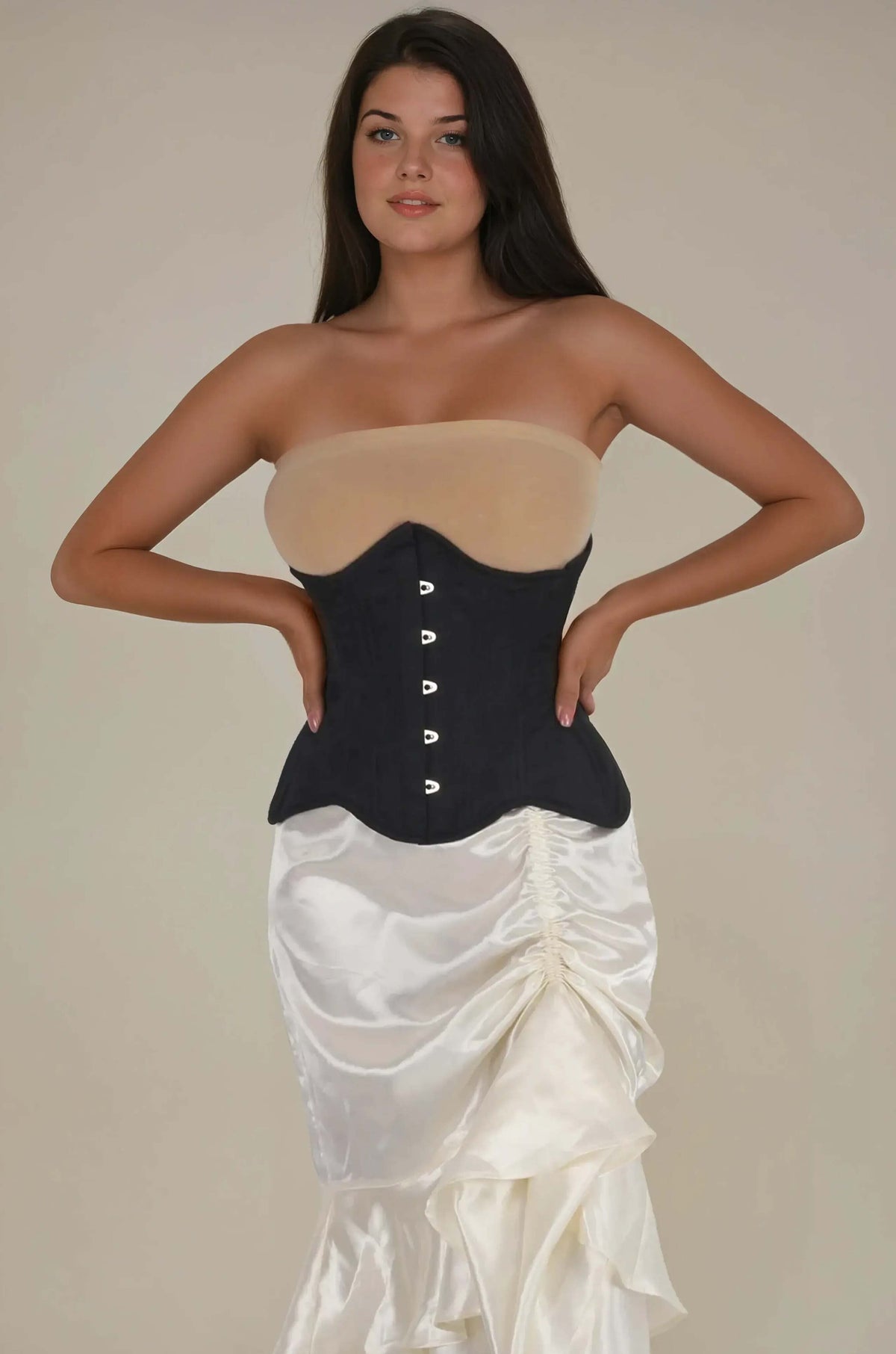 VG-19862 - Waist Trainer Black Brocade Curvy Corset