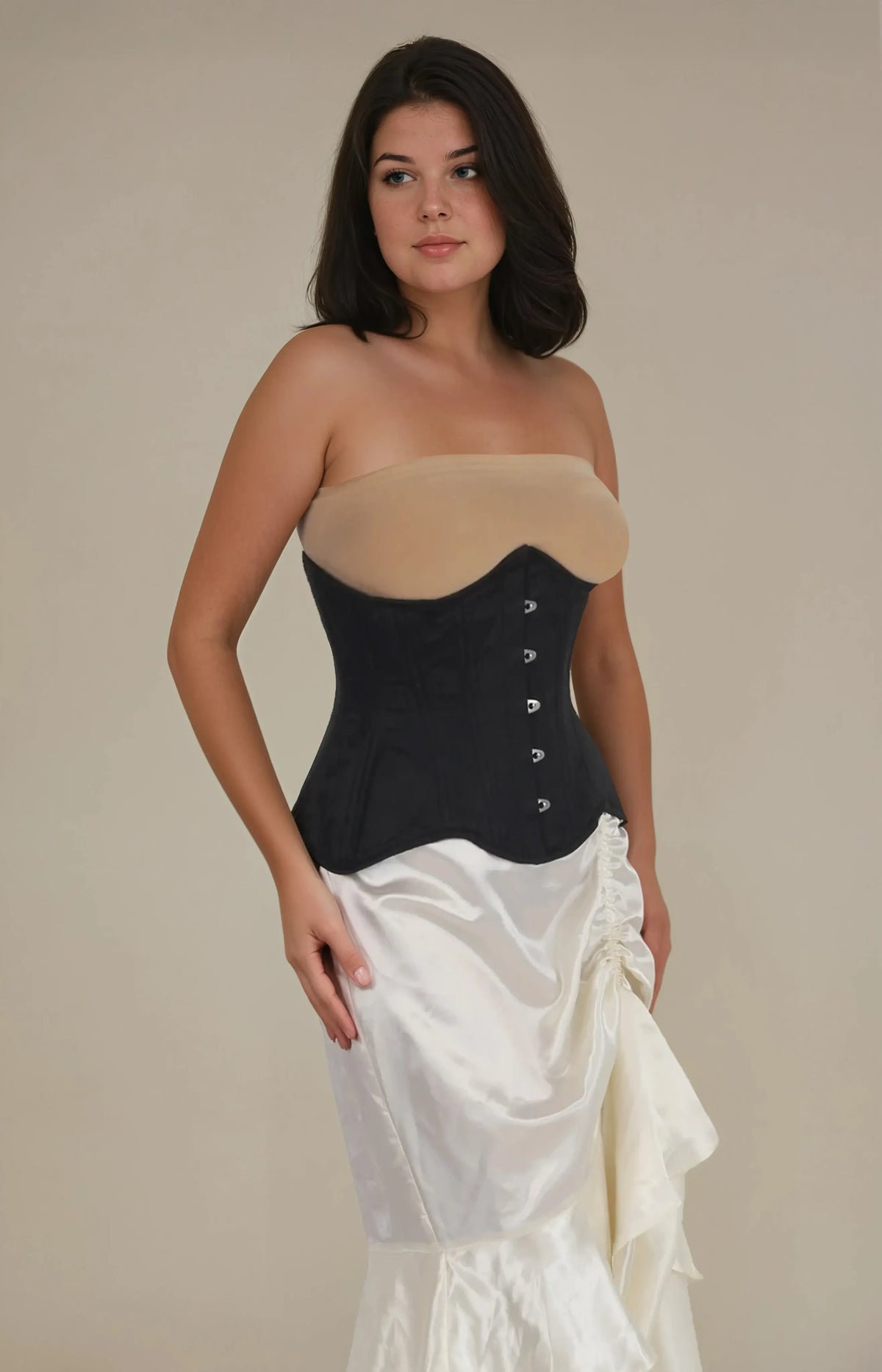 VG-19862 - Waist Trainer Black Brocade Curvy Corset