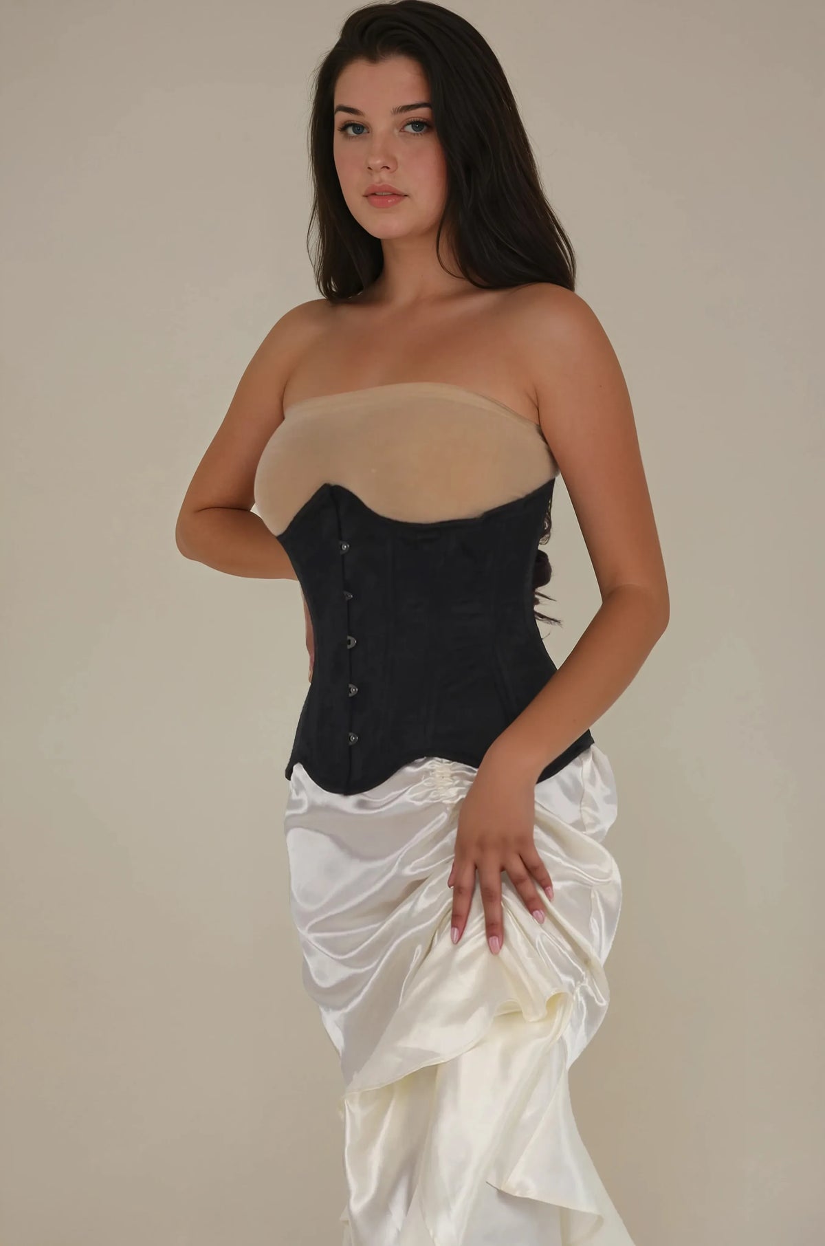 VG-19862 - Waist Trainer Black Brocade Curvy Corset